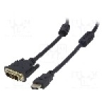 Cablu DVI - HDMI, DVI-D (24+1) mufa, HDMI mufa, 1.8m, negru, AKYGA - AK-AV-11