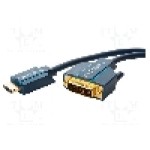 Cablu DVI - HDMI, DVI-D (24+1) mufa, HDMI mufa, 5m, albastru, CLICKTRONIC - 70343