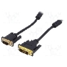 Cablu DVI - VGA, D-Sub 15pin HD mufa, DVI-I (24+5) mufa, 1.8m, negru, AKYGA - AK-AV-03