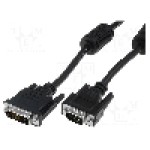 Cablu DVI - VGA, D-Sub 15pin HD mufa, DVI-I (24+5) mufa, 2m, negru, ASSMANN - AK-320300-020-S