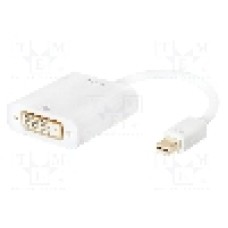 Cablu DisplayPort - DVI, DVI-D (24+1) soclu, mini DisplayPort mufa, {{Lungime cablu}}, alb, LOGILINK - CV0037B