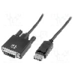 Cablu DisplayPort - DVI, DisplayPort mufa, DVI-D (24+1) mufa, 2m, negru, ASSMANN - AK-340301-020-S