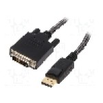 Cablu DisplayPort - DVI, DisplayPort mufa, DVI-D (24+1) mufa, 3m, gri-negru, EDNET - 84503