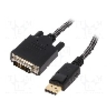 Cablu DisplayPort - DVI, DisplayPort mufa, DVI-D (24+1) mufa, 3m, gri-negru, EDNET - 84503