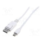 Cablu DisplayPort - DisplayPort, DisplayPort mufa, mini DisplayPort mufa, 2m, alb, ASSMANN - AK-340102-020-W