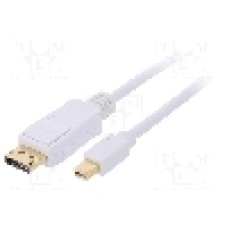 Cablu DisplayPort - DisplayPort, DisplayPort mufa, mini DisplayPort mufa, 2m, alb, Goobay - 52859