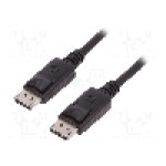 Cablu DisplayPort - DisplayPort, din ambele parţi, DisplayPort mufa, 2m, negru, QOLTEC - 50453