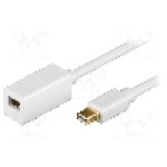 Cablu DisplayPort - DisplayPort, mini DisplayPort mufa, mini DisplayPort soclu, 1m, alb, Goobay - 52854