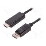 Cablu DisplayPort - HDMI, DisplayPort mufa, HDMI mufa, 1m, negru, QOLTEC - 50435