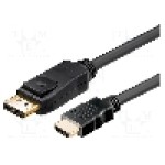 Cablu DisplayPort - HDMI, DisplayPort mufa, HDMI mufa, 2m, negru, Goobay - 51957