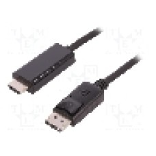 Cablu DisplayPort - HDMI, DisplayPort mufa, HDMI mufa, 2m, negru, QOLTEC - 50441