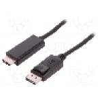 Cablu DisplayPort - HDMI, DisplayPort mufa, HDMI mufa, 3m, negru, QOLTEC - 50442