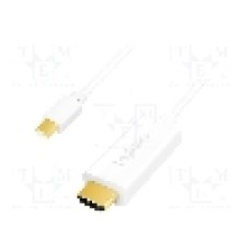 Cablu DisplayPort - HDMI, HDMI mufa, mini DisplayPort mufa, 3m, alb, LOGILINK - CV0134