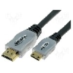 Cablu HDMI - HDMI, HDMI mini mufa, HDMI mufa, 1.8m, negru, PROLINK - 