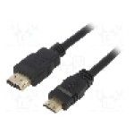 Cablu HDMI - HDMI, HDMI mini mufa, HDMI mufa, 1m, negru, AKYGA - AK-HD-10M