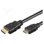 Cablu HDMI - HDMI, HDMI mini mufa, HDMI mufa, 2m, negru, Goobay - 31932