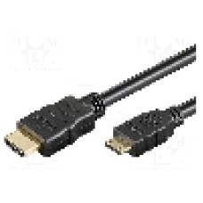 Cablu HDMI - HDMI, HDMI mini mufa, HDMI mufa, 2m, negru, Goobay - 31932