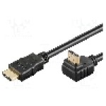 Cablu HDMI - HDMI, HDMI mufa, HDMI mufa 90°, 1.5m, negru, Goobay - 31916