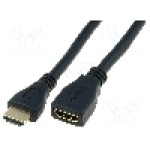 Cablu HDMI - HDMI, HDMI mufa, HDMI soclu, 5m, negru, ASSMANN - AK-330201-050-S