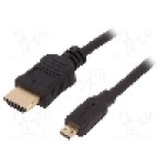 Cablu HDMI - HDMI, HDMI mufa, micro mufa HDMI, 1m, negru, QOLTEC - 50509