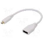 Cablu HDMI - HDMI, HDMI soclu, micro mufa HDMI, 0.235m, alb, RASPBERRY PI - RPI-16338