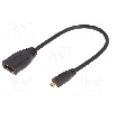 Cablu HDMI - HDMI, HDMI soclu, micro mufa HDMI, 200mm, negru, QOLTEC - 50399