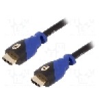 Cablu HDMI - HDMI, din ambele parţi, HDMI mufa, 1m, negru-albastru, Goobay - 72316