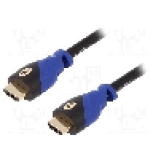 Cablu HDMI - HDMI, din ambele parţi, HDMI mufa, 1m, negru-albastru, Goobay - 72316