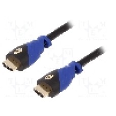 Cablu HDMI - HDMI, din ambele parţi, HDMI mufa, 3m, negru-albastru, Goobay - 72319