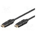 Cablu HDMI - HDMI, din ambele parţi, HDMI mufa mobila ±90°, 5m, negru, Goobay - 31890