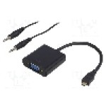 Cablu {{Tip cablu de conectare}}, D-Sub 15pin HD soclu, Jack 3,5mm soclu, micro mufa HDMI, 200mm, {{Culoare izolaţie}}, QOLTEC - 50403