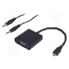 Cablu {{Tip cablu de conectare}}, D-Sub 15pin HD soclu, Jack 3,5mm soclu, micro mufa HDMI, 200mm, {{Culoare izolaţie}}, QOLTEC - 50403