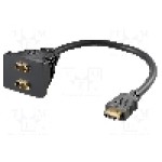 Cablu {{Tip cablu de conectare}}, HDMI mufa, HDMI soclu x2, 0.1m, {{Culoare izolaţie}}, Goobay - 68784