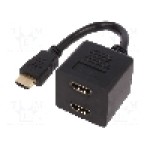 Cablu {{Tip cablu de conectare}}, HDMI mufa, HDMI soclu x2, 200mm, negru, ASSMANN - AK-330400-002-S