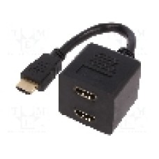 Cablu {{Tip cablu de conectare}}, HDMI mufa, HDMI soclu x2, 200mm, negru, ASSMANN - AK-330400-002-S