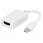 Cablu {{Tip cablu de conectare}}, HDMI soclu, mini DisplayPort mufa, {{Lungime cablu}}, alb, LOGILINK - CV0036A