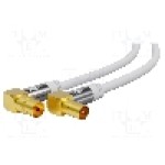 Cablu adaptor coaxial 9,5mm mufa in unghi, coaxiale 9,5mm soclu in unghi, 2m, 75Ω, Goobay - 70417