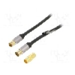 Cablu adaptor coaxiala 9,5mm mufa, coaxiala 9,5mm priza, 3m, 75Ω, Goobay - 78116