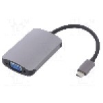Cablu D-Sub 15pin HD soclu, HDMI soclu, USB C mufa, USB 3.1, lungime 0.21m, {{Culoare izolaţie}}, QOLTEC - 50380