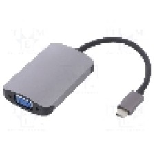 Cablu D-Sub 15pin HD soclu, HDMI soclu, USB C mufa, USB 3.1, lungime 0.21m, {{Culoare izolaţie}}, QOLTEC - 50380