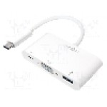 Cablu D-Sub 15pin HD soclu, USB A mufa, USB C mufa, USB C Power Delivery, USB 3.0, lungime 140mm, {{Culoare izolaţie}}, LOGILINK - UA0260