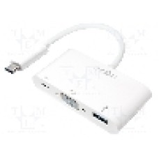 Cablu D-Sub 15pin HD soclu, USB A mufa, USB C mufa, USB C Power Delivery, USB 3.0, lungime 140mm, {{Culoare izolaţie}}, LOGILINK - UA0260