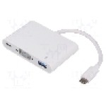 Cablu D-Sub 15pin HD soclu, USB A soclu, USB C mufa, USB C Power Delivery, USB 3.0, USB 3.1, lungime 190mm, {{Culoare izolaţie}}, QOLTEC - 50426