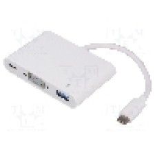 Cablu D-Sub 15pin HD soclu, USB A soclu, USB C mufa, USB C Power Delivery, USB 3.0, USB 3.1, lungime 190mm, {{Culoare izolaţie}}, QOLTEC - 50426