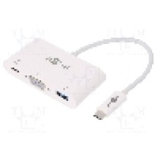 Cablu D-Sub 15pin HD soclu, USB A soclu, USB C mufa, USB C Power Delivery, USB 3.0, lungime 0.15m, {{Culoare izolaţie}}, Goobay - 62100