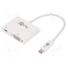 Cablu D-Sub 15pin HD soclu, USB C mufa, USB C Power Delivery, USB 3.0, lungime 0.15m, {{Culoare izolaţie}}, Goobay - 62107