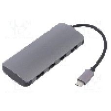 Cablu DC soclu, USB A soclu x4, USB C mufa, USB 3.1, lungime 0.2m, {{Culoare izolaţie}}, QOLTEC - 50379