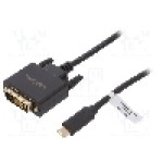 Cablu DVI-D (24+1) tata, la USB type C, tata, lungime 3m,negru, LOGILINK, UA0332, T146001