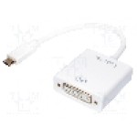 Cablu DVI-I (24+5) soclu, USB C mufa, HDCP 1.3, USB 3.0, lungime 140mm, {{Culoare izolaţie}}, LOGILINK - UA0245A