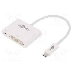 Cablu DVI-I (24+5) soclu, USB C mufa, USB C Power Delivery, USB 3.0, lungime 0.15m, {{Culoare izolaţie}}, Goobay - 62108